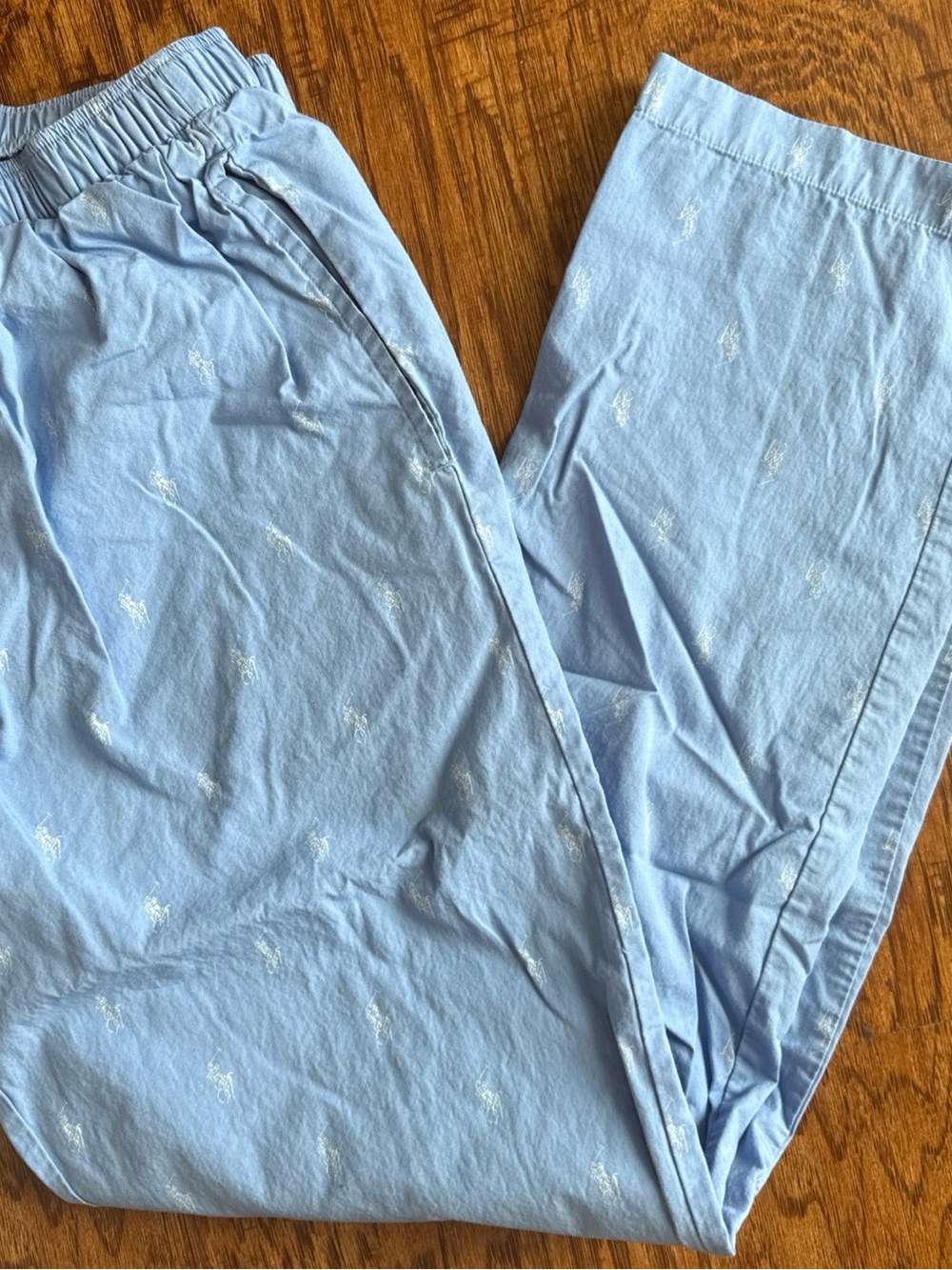 Polo by Ralph Lauren Light Blue Pajama Pants with White Polo Motifs